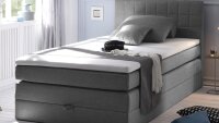 Boxspringbett 120x200 HAWAII Stoff grau Bettkasten und Topper