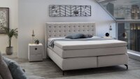 Boxspringbett JESSICA 180x200 hellgrau 7-Zonen TTFK Topper