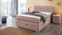 Boxspringbett AMELIE 140x200 Stoff rosa mit Bettkasten...