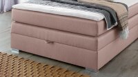 Boxspringbett AMELIE 140x200 Stoff rosa mit Bettkasten Topper