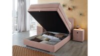 Boxspringbett AMELIE 140x200 Stoff rosa mit Bettkasten Topper