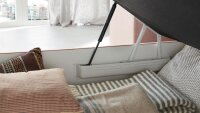 Boxspringbett AMELIE 140x200 Stoff rosa mit Bettkasten Topper