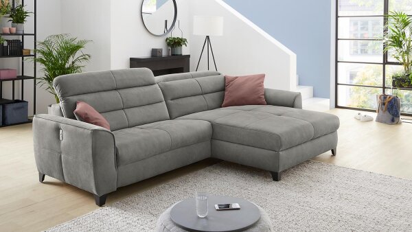 Ecksofa DOUBLE ONE grau mit elekt. Relaxfunktion USB-Port