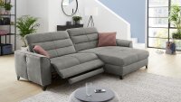 Ecksofa DOUBLE ONE grau mit elekt. Relaxfunktion USB-Port