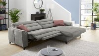 Ecksofa DOUBLE ONE grau mit elekt. Relaxfunktion USB-Port