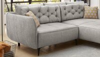 Ecksofa SALO Velours-Bezug grau inkl. Kissen 251x186 cm