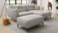 Ecksofa SALO Velours-Bezug grau inkl. Kissen 251x186 cm