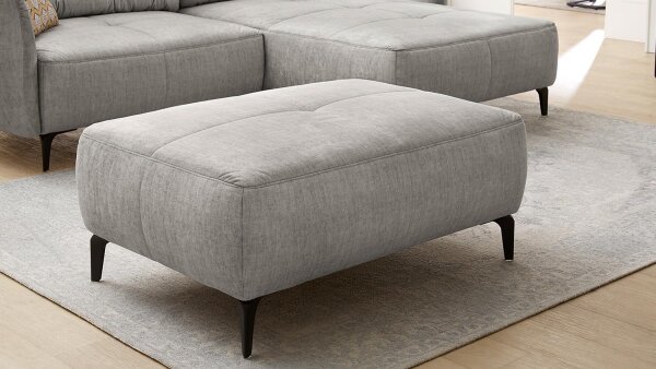 Hocker SALO in Velours grau mit Nosagfederung 81x114 cm