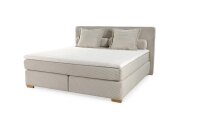 Boxspringbett ROMY Cord beige 7-Zonnen TTFK Topper 180x200 cm