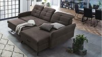 Ecksofa Loft braun Bettfunktion Sitztiefe Kopfstütze verstellbar