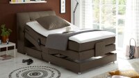 Boxspringbett CONCORT Stoff stone Komfortbett mit Motor 120x200 cm