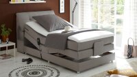 Boxspringbett CONCORT Stoff silber Komfortbett mit Motor 120x200 cm