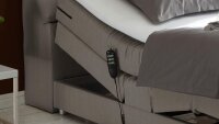 Boxspringbett CONCORT Stoff silber Komfortbett mit Motor 120x200 cm