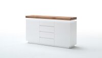 Sideboard 1 ROMINA Weiß matt Lack Eiche massiv inkl. LED