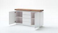 Sideboard 1 ROMINA Weiß matt Lack Eiche massiv inkl. LED