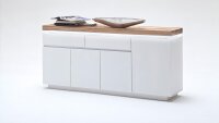 Sideboard 2 ROMINA weiß matt Lack Eiche massiv inkl. LED