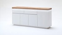 Sideboard 2 ROMINA weiß matt Lack Eiche massiv inkl. LED