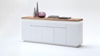 Sideboard 3 ROMINA Weiß matt Lack Eiche massiv inkl. LED