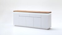 Sideboard 3 ROMINA Weiß matt Lack Eiche massiv inkl. LED