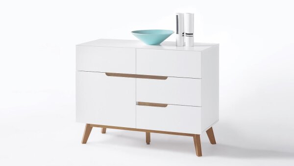 Kommode CERVO Anrichte Sideboard in weiß matt Lack Eiche