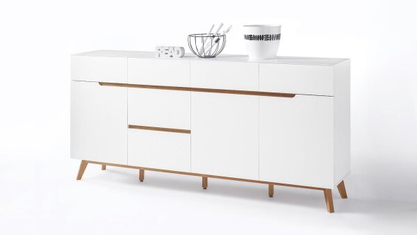 Sideboard CERVO Anrichte Kommode weiß matt Lack Eiche