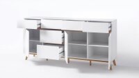 Sideboard CERVO Anrichte Kommode weiß matt Lack Eiche