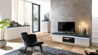 Kommode 2 ATLANTAS Sideboard weiß matt und beton inkl. LED