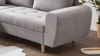 Ecksofa ALICE in Stoff lichtgrau inkl. Nosagunterfederung 249x175 cm