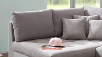 Ecksofa ALICE in Stoff lichtgrau inkl. Nosagunterfederung 249x175 cm