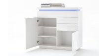 Kommode OCEAN Highboard weiß lackiert mit Beleuchtung