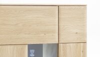 Highboard BOLOGNA Links Eiche Bianco Teilmassiv mit Hirnholz Applikation