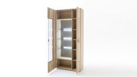 Highboard BOLOGNA Links Eiche Bianco Teilmassiv mit Hirnholz Applikation