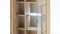 Highboard BOLOGNA Rechts Eiche Bianco Teilmassiv mit Hirnholz Applikation