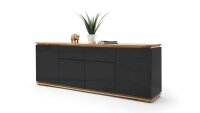 Sideboard CHIARO schwarz Hochglanz und Asteiche massiv