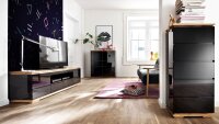 Sideboard CHIARO schwarz Hochglanz und Asteiche massiv