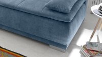 Schlafsofa LUIGI Dauerschläfer Stoff denim blau Federkern inkl. Topper