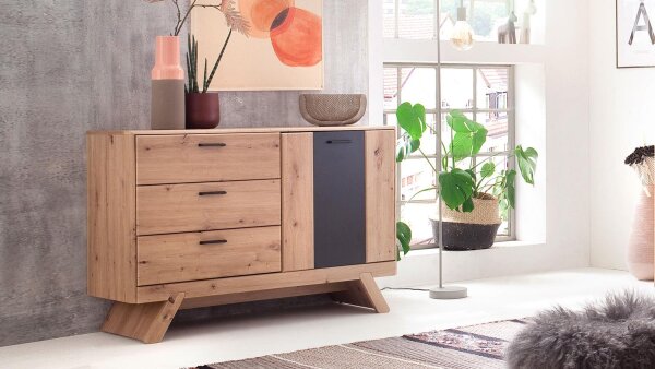 Sideboard CALAIS Kommode Wohnzimmer Balkeneiche und grau