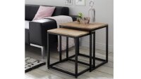 Satztisch SAKURA 2-er Set Asteiche Metall Couchtisch...