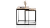 Satztisch SAKURA 2-er Set Asteiche Metall Couchtisch Industrial Style