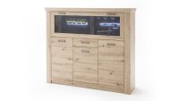 Highboard MERAN Balkeneiche Glas Kommode 1 Klappe  melaminbeschichtet