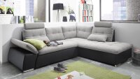 Ecksofa rechts JAKARTA mit Schlaffunktion schwarz silver