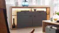 Sideboard LIZZANO Balkeneiche 3D und grau matt Melamin