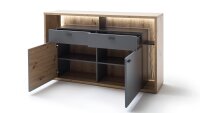 Sideboard LIZZANO Balkeneiche 3D und grau matt Melamin