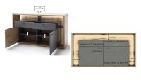 Sideboard LIZZANO Balkeneiche 3D und grau matt Melamin