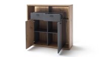 Highboard LIZZANO Balkeneiche 3D und grau matt Melamin