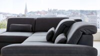 Ecksofa AGENT in Stoff grau Boxspring Sitztiefenverstellung