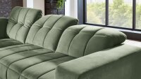 Ecksofa ELIAS Wohnlandschaft Stoff olive mit Kopfteilverstellung