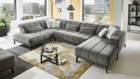 Wohnlandschaft ELIAS Ecksofa Stoff grau mit...