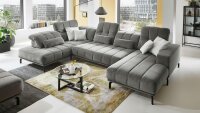 Wohnlandschaft ELIAS Ecksofa Stoff grau mit...