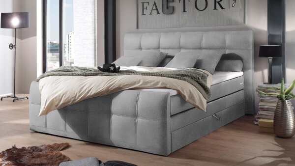 Boxspringbett SACRAMENTO Schlafzimmer in grau 180x200 cm